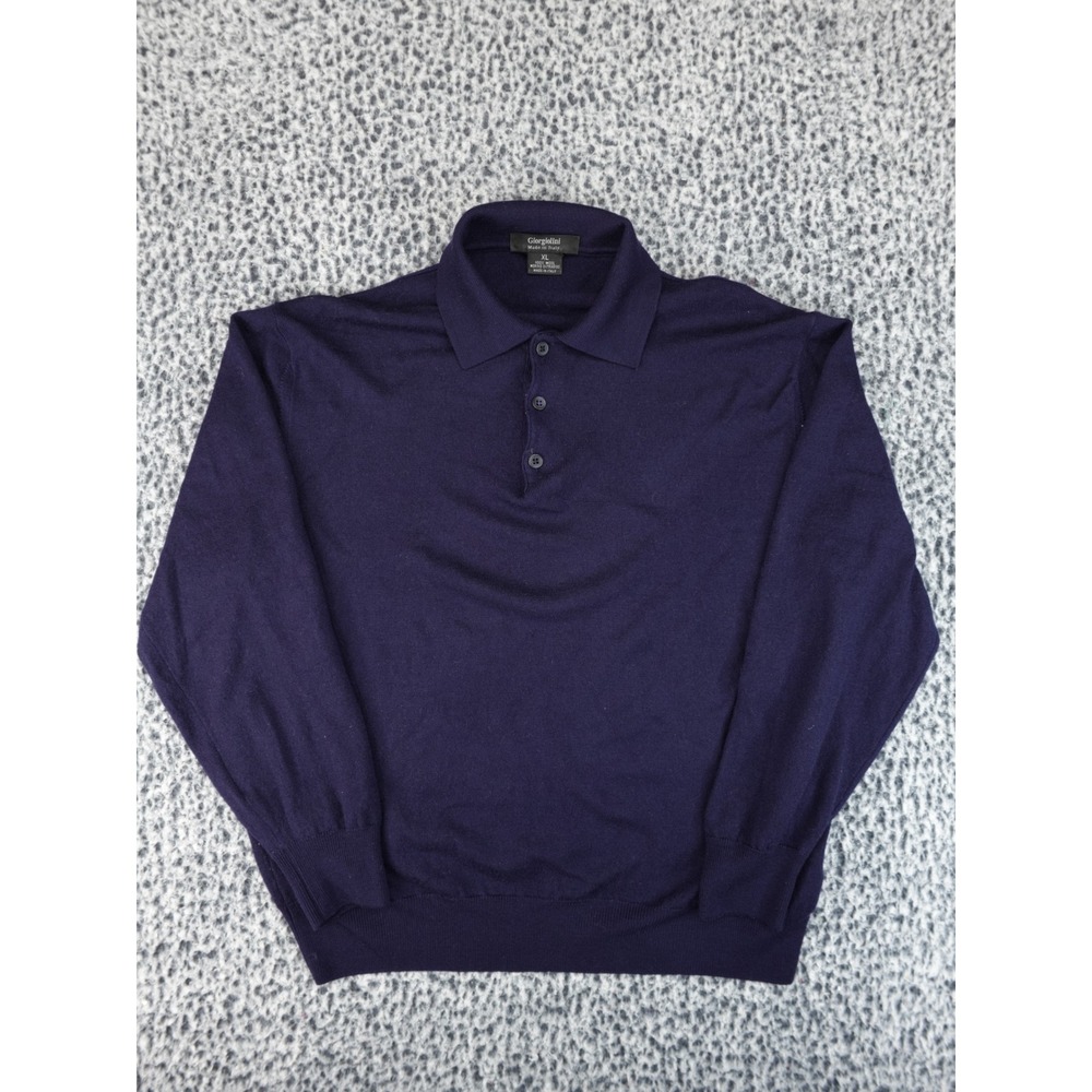 Giorgiolini Merino Wool Polo Sweater Mens XL Purple Made in Italy Fine Knit
